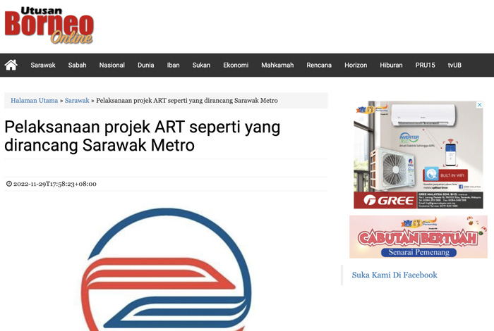 Pelaksanaan projek ART seperti yang dirancang Sarawak Metro