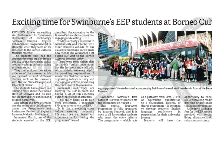 Exciting time for Swinburne's EEP students at Borneo Cultures Museum