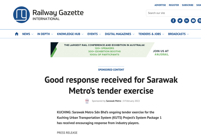 Good response received for Sarawak Metro’s tender exercise