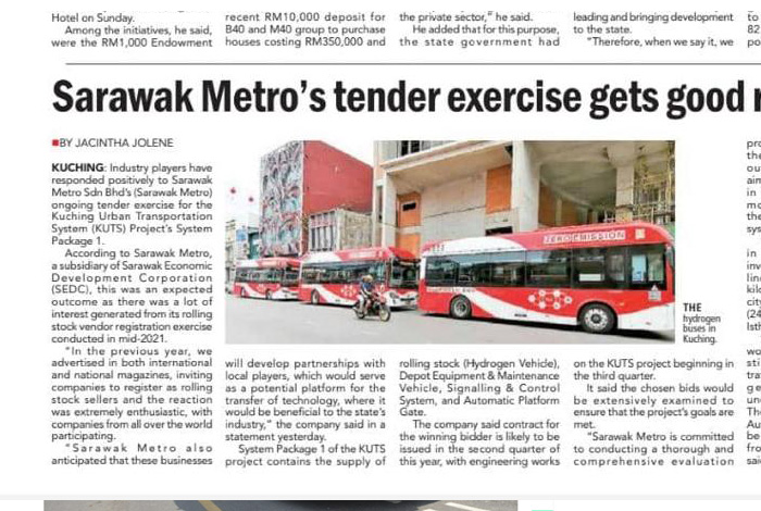 Sarawak Metro's tender exercise gets good response