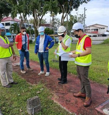 Our team of consultants conducting site verification for power transmission lines along the proposed Samarahan Line of our Kuching Urban Transportation System.